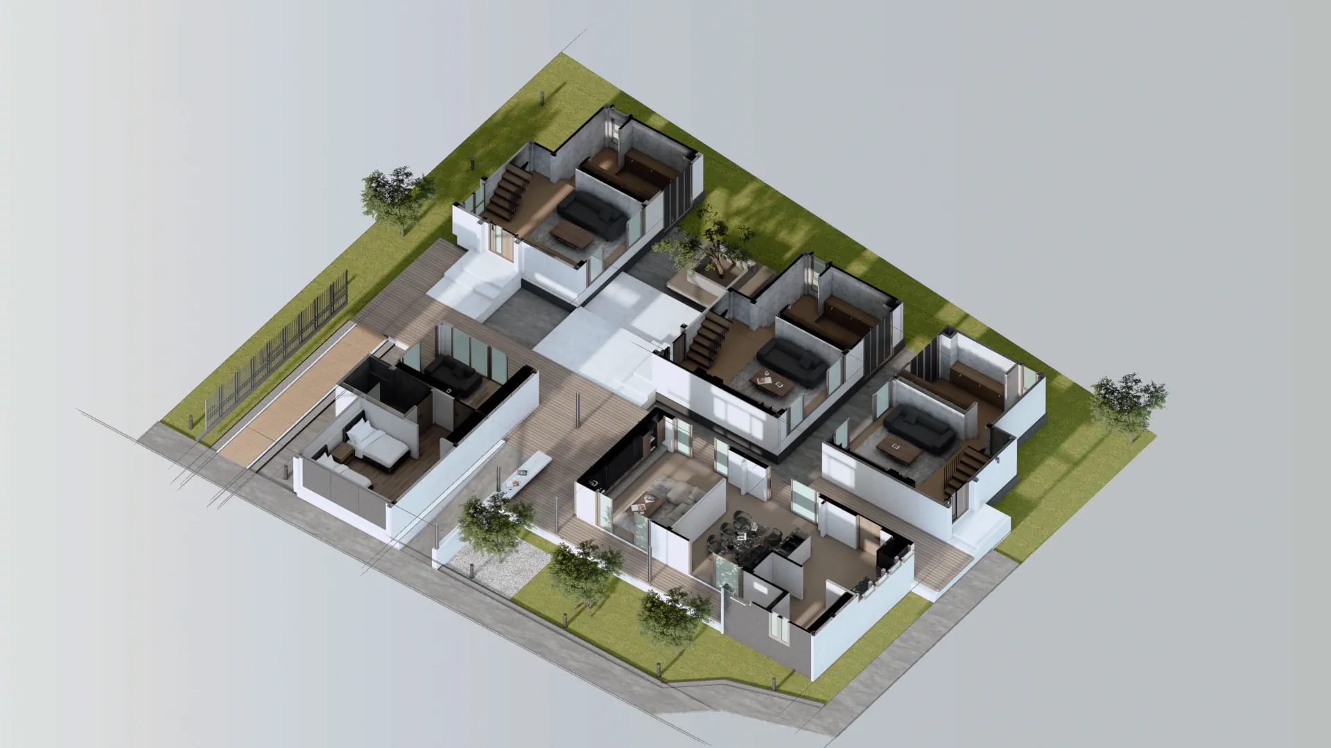 ภาพจำลองแผนผังบ้านชั้น 1 จากมุมสูง